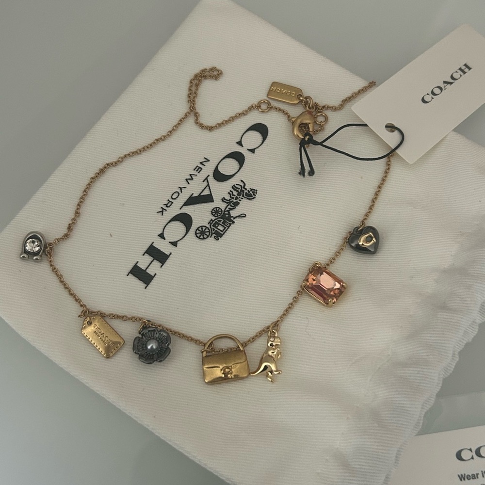 Coach Gold Mini multi Charm Necklace